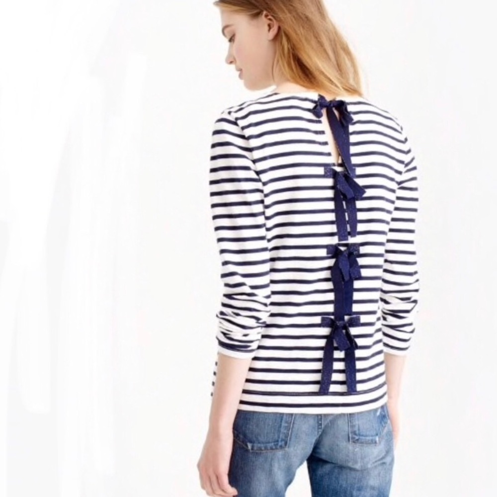 J. Crew Striped T-shirt with bow-embellished back
